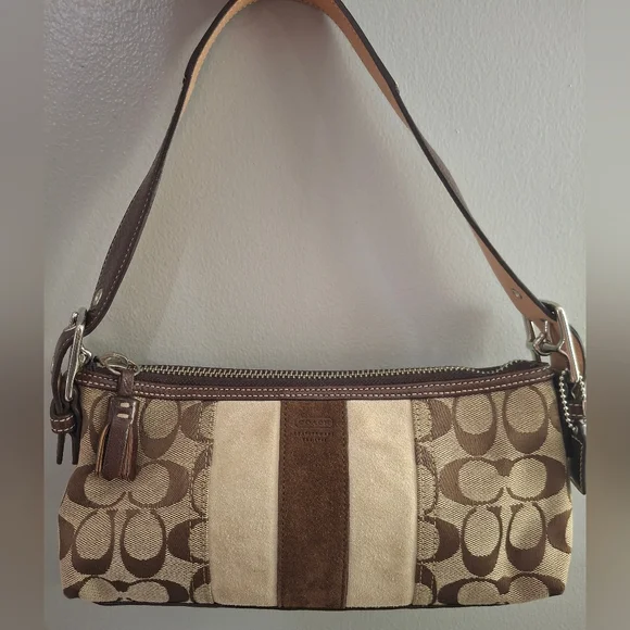 Coach Vintage Signature Stripe Baguette Demi Bag EUC - Picture 1 of 8